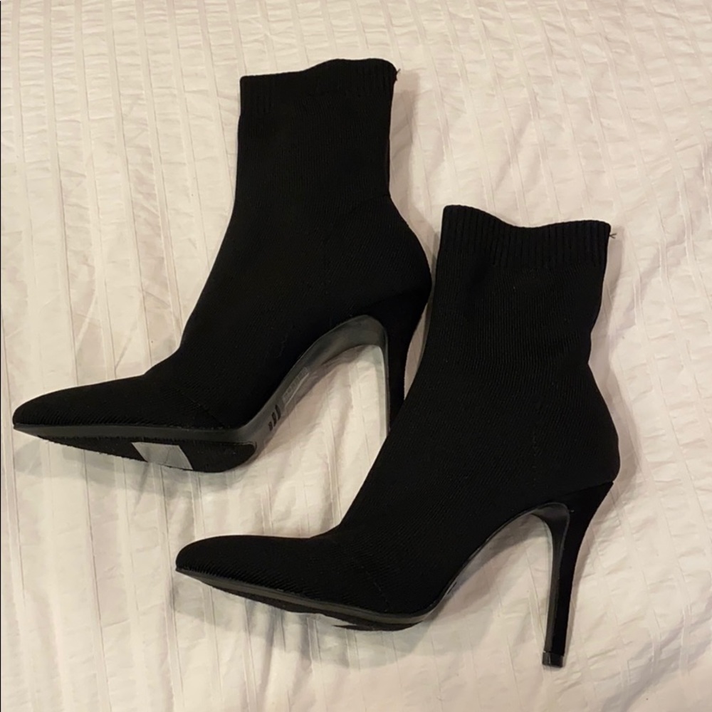 Forever 21 Black Stiletto Sock Booties